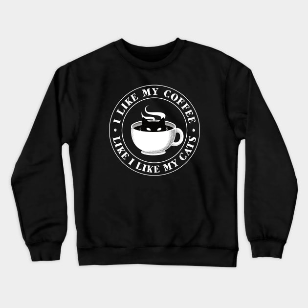 Black Coffee & Black Cats Crewneck Sweatshirt by ElectricFangs